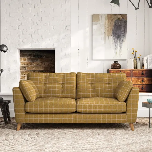 3-Seater Sofa with Button Details - Ochre