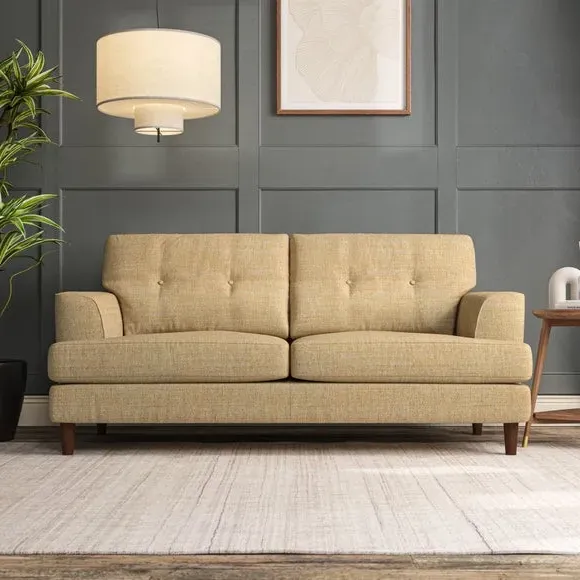 3-Seater Sofa with Button Details - Ochre