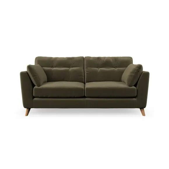 3-Seater Sofa with Button Details - Olive