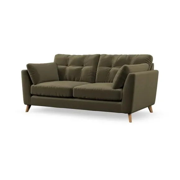 3-Seater Sofa with Button Details - Olive