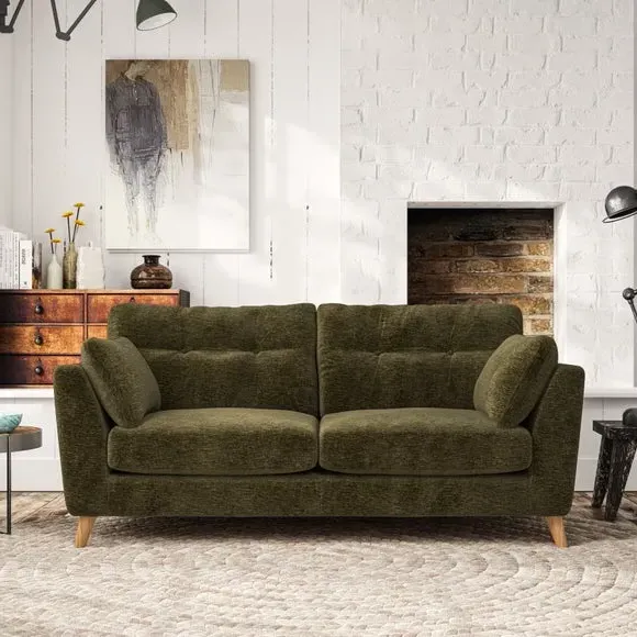 3-Seater Sofa with Button Details - Olive