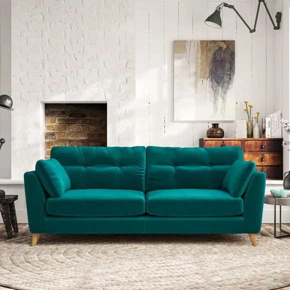 3-Seater Sofa with Button Details - Peacock