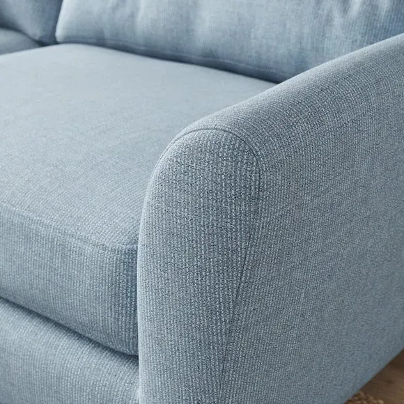 3-Seater Sofa with Buttoned Back - Blue, Polyester