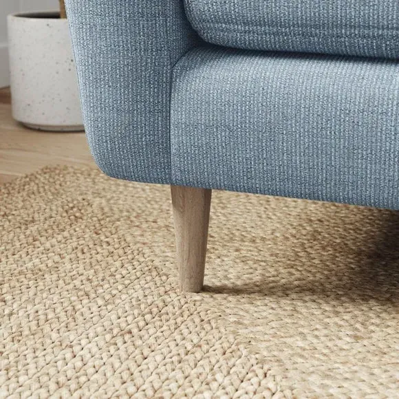3-Seater Sofa with Buttoned Back - Blue, Polyester