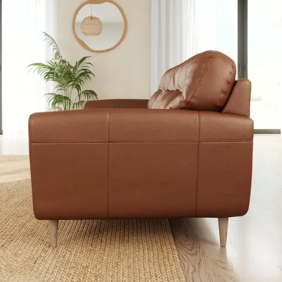 3-Seater Sofa with Buttoned Back - Brown, Leather