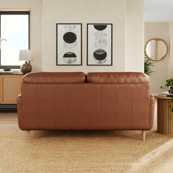 3-Seater Sofa with Buttoned Back - Brown, Leather