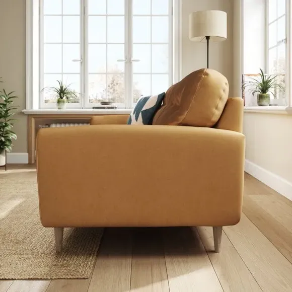 3-Seater Sofa with Buttoned Back - Caramel, Velvet