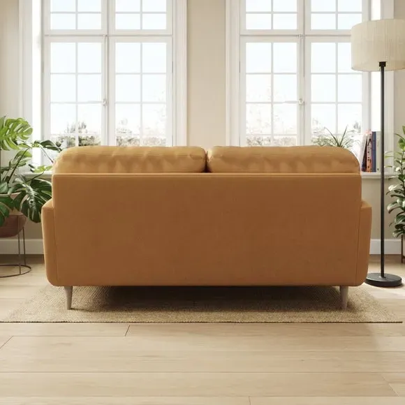 3-Seater Sofa with Buttoned Back - Caramel, Velvet