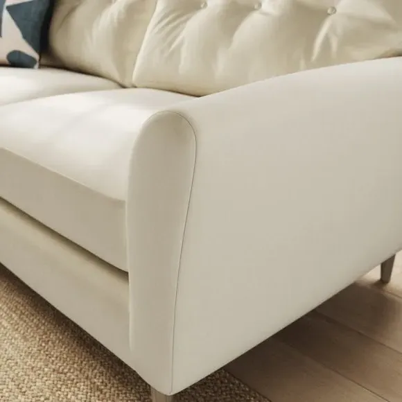 3-Seater Sofa with Buttoned Back - Champagne, Velvet