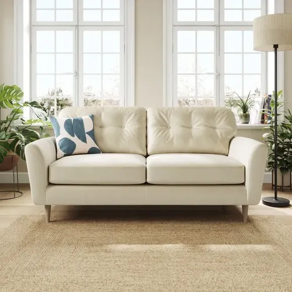 3-Seater Sofa with Buttoned Back - Champagne, Velvet