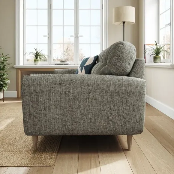 3-Seater Sofa with Buttoned Back - Charcoal, Chenille