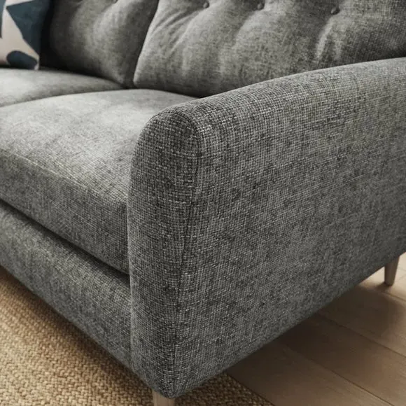 3-Seater Sofa with Buttoned Back - Charcoal, Chenille