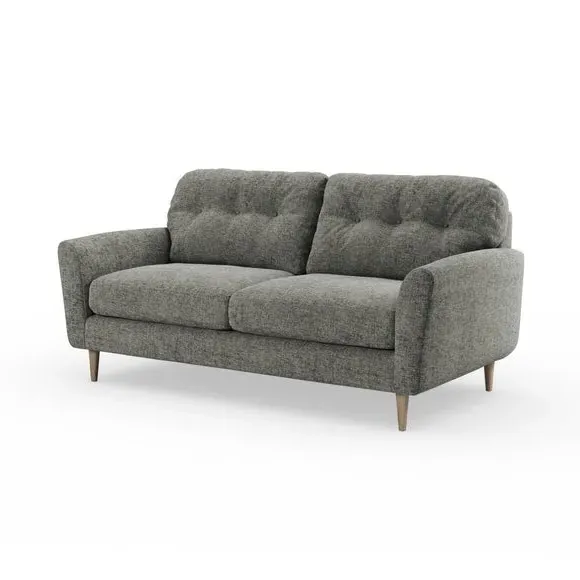 3-Seater Sofa with Buttoned Back - Charcoal, Chenille