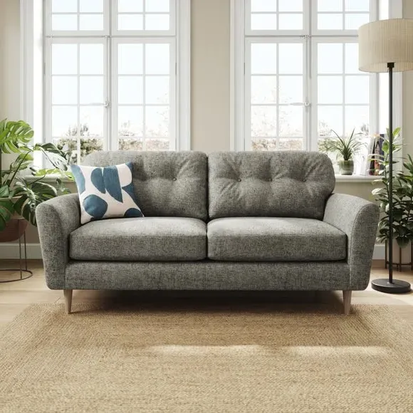 3-Seater Sofa with Buttoned Back - Charcoal, Chenille image