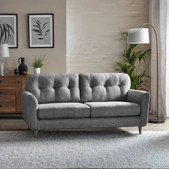3-Seater Sofa with Buttoned Back - Grey