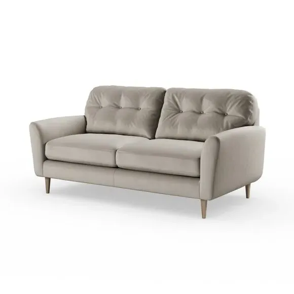 3-Seater Sofa with Buttoned Back - Grey, Velvet