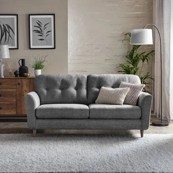 3-Seater Sofa with Buttoned Back - Grey image