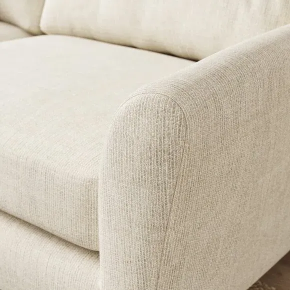 3-Seater Sofa with Buttoned Back - Ivory, Polyester