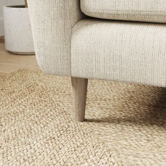 3-Seater Sofa with Buttoned Back - Ivory, Polyester