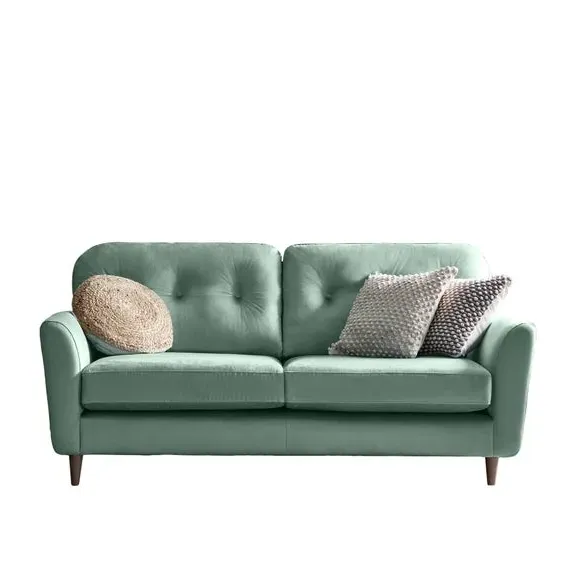 3-Seater Sofa with Buttoned Back - Mineral, Velvet