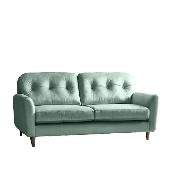 3-Seater Sofa with Buttoned Back - Mineral, Velvet