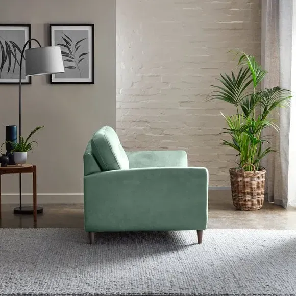 3-Seater Sofa with Buttoned Back - Mineral, Velvet