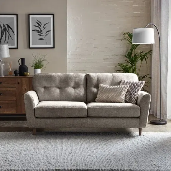 3-Seater Sofa with Buttoned Back - Mushroom, Chenille