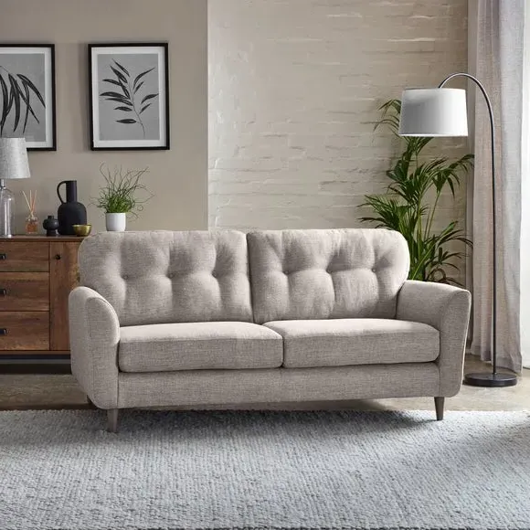 3-Seater Sofa with Buttoned Back - Natural