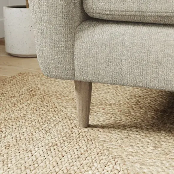 3-Seater Sofa with Buttoned Back - Natural, Polyester