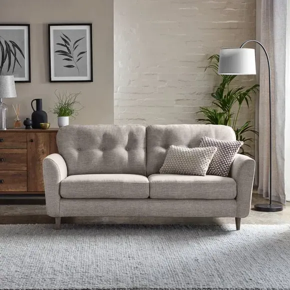 3-Seater Sofa with Buttoned Back - Natural
