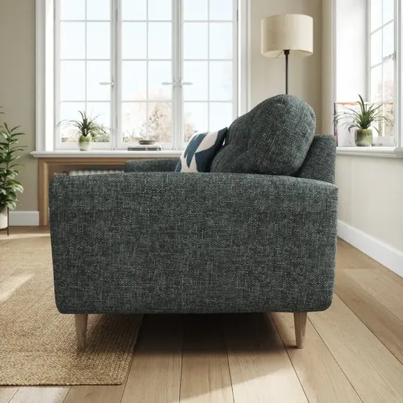 3-Seater Sofa with Buttoned Back - Navy, Chenille