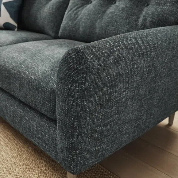 3-Seater Sofa with Buttoned Back - Navy, Chenille