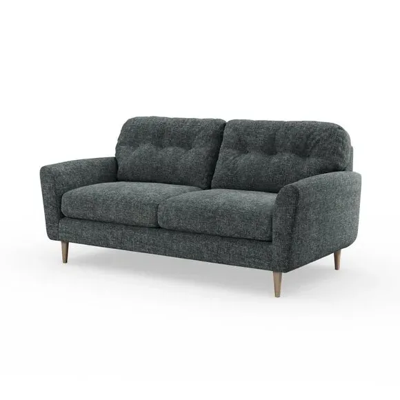 3-Seater Sofa with Buttoned Back - Navy, Chenille