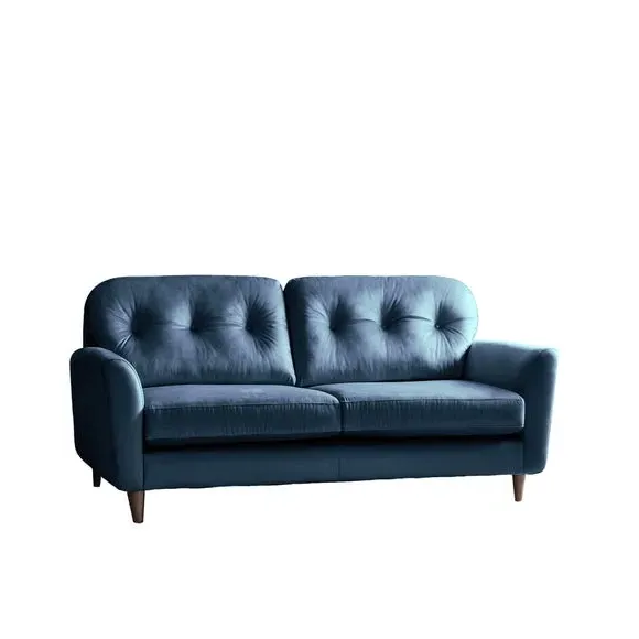 3-Seater Sofa with Buttoned Back - Navy, Velvet