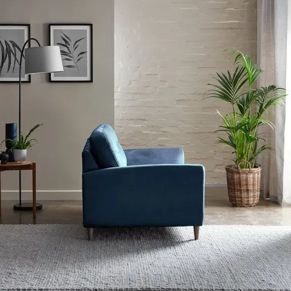3-Seater Sofa with Buttoned Back - Navy, Velvet