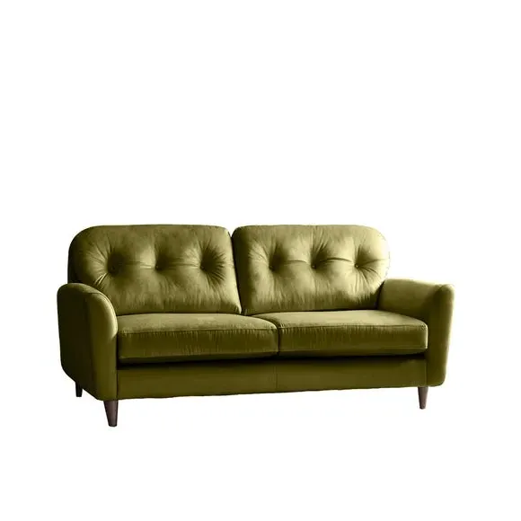 3-Seater Sofa with Buttoned Back - Olive, Velvet