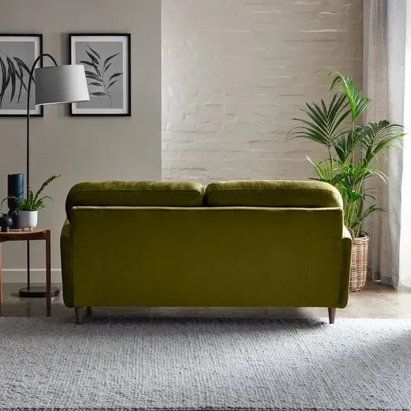 3-Seater Sofa with Buttoned Back - Olive, Velvet