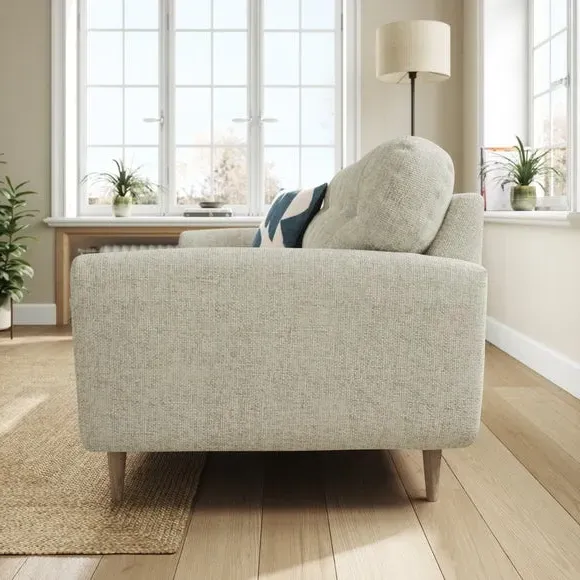 3-Seater Sofa with Buttoned Back - Silver, Chenille