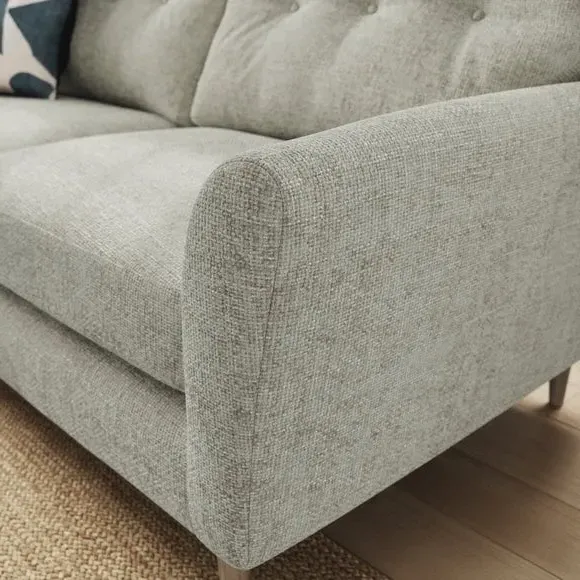 3-Seater Sofa with Buttoned Back - Silver, Chenille