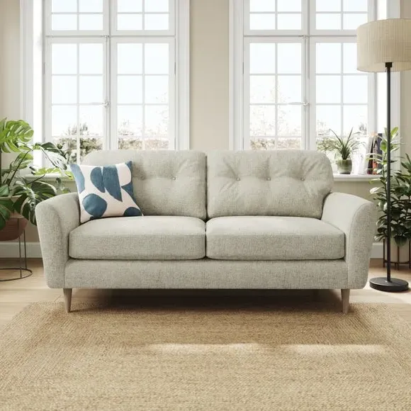 3-Seater Sofa with Buttoned Back - Silver, Chenille