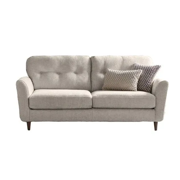 3-Seater Sofa with Buttoned Back - White, Chenille