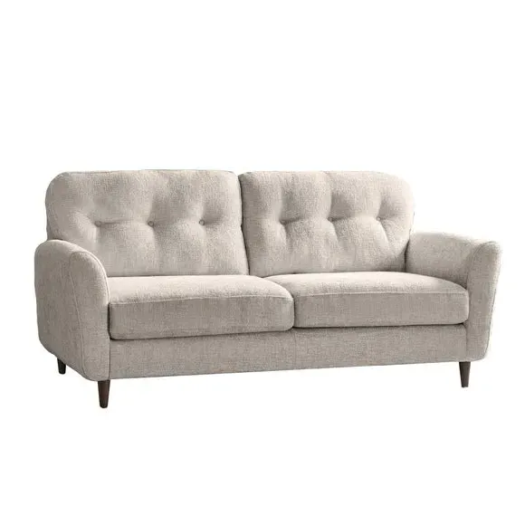 3-Seater Sofa with Buttoned Back - White, Chenille