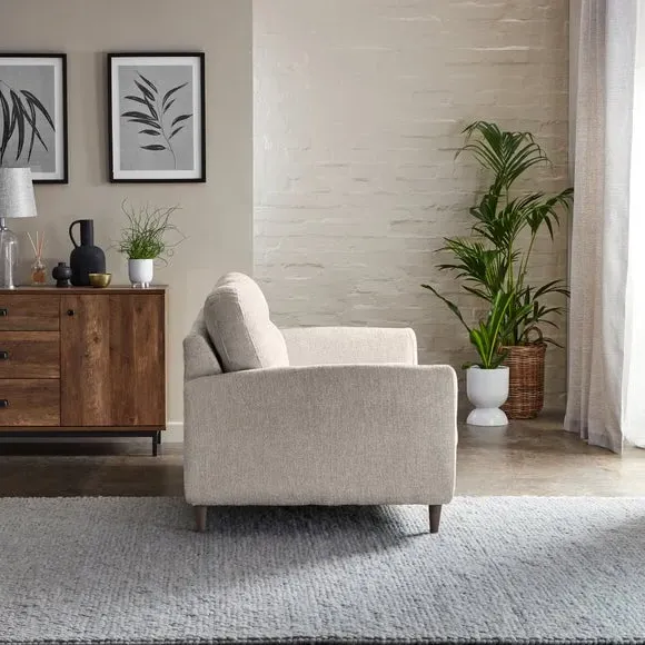 3-Seater Sofa with Buttoned Back - White, Chenille