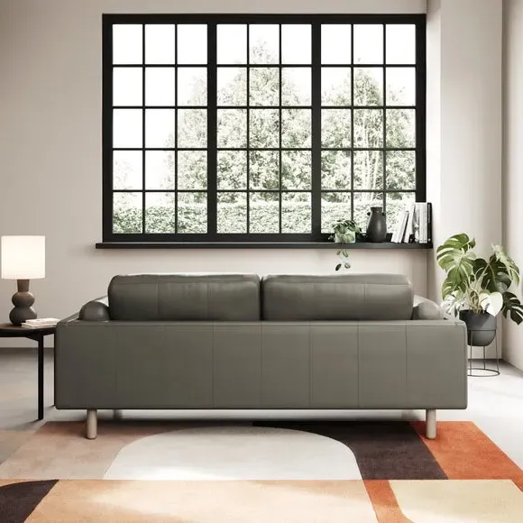 3-Seater Sofa with Chaise - Grey, Leather
