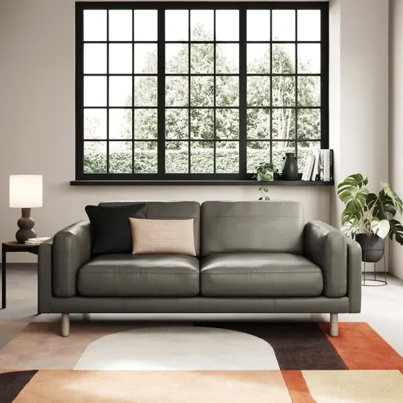 3-Seater Sofa with Chaise - Grey, Leather image