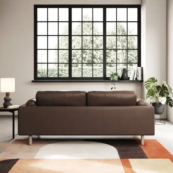 3-Seater Sofa with Chaise - Mocha, Leather