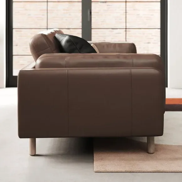3-Seater Sofa with Chaise - Mocha, Leather
