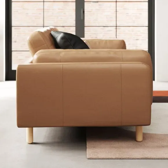3-Seater Sofa with Chaise - Tan, Leather