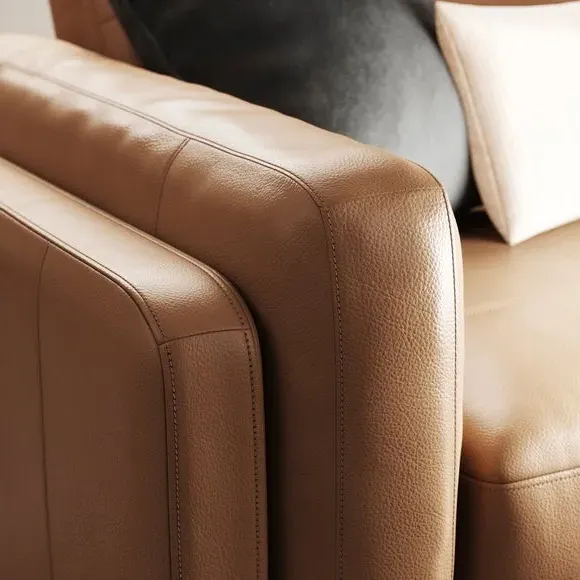 3-Seater Sofa with Chaise - Tan, Leather