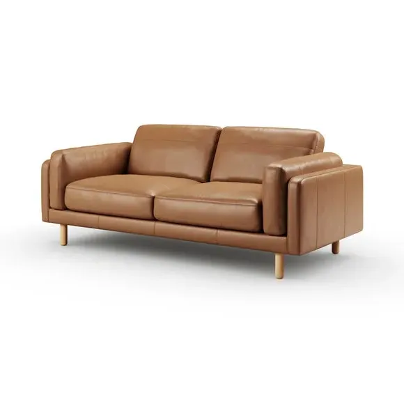 3-Seater Sofa with Chaise - Tan, Leather